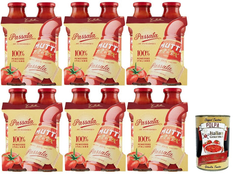Italian Gourmet E.R. Pastasaucen Mutti Passata di Pomodoro, Tomatenpaste Tomaten sauce 100% Italienisch, Tomate 100%, 12x 400g + Italian Gourmet polpa 400g 8032804040014