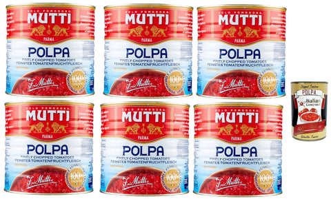 Italian Gourmet E.R. Pastasaucen Mutti polpa di Pomodoro Tomatenpulpe Tomaten sauce 100% Italienisch 6x 2.5 Kg dose + Italian Gourmet polpa 400g 8032804040014