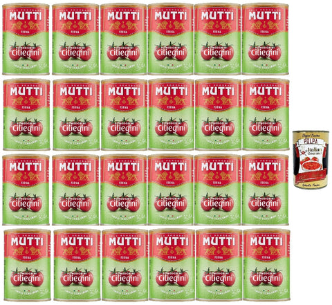 Italian Gourmet E.R. Pastasaucen Mutti Pomodorini ciliegini Kirschtomaten Tomaten sauce 100% Italienisch, cherry tomatoes, 100% italienische Tomaten, 24x 400g + Italian Gourmet polpa 400g 8032804040014