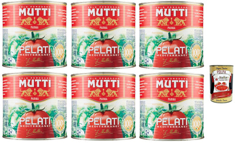 Italian Gourmet E.R. Pastasaucen Mutti Professional Sugo Pelati Mediterranei Mediterrane Geschälte Tomaten, medeterrian style peeled tomatoes 6x 2,5Kg + italian gourmet polpa 400g 8032804040014