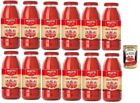 Italian Gourmet E.R. Pastasaucen Mutti Salsa Pronta Pomodoro Datterini sauce,gusto dolce, Tomatensauce 100% Italienisch 12x 300g + Italian Gourmet polpa 400g 8032804040014