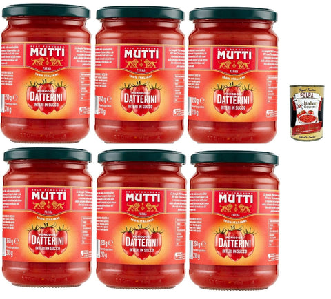 Italian Gourmet E.R. Pastasaucen Mutti sugo Pomodori Datterini interi, Mutti sauce Tomaten Ganze Datterini in Saft 6x 350 g + Italian Gourmet polpa 400g 8032804040014