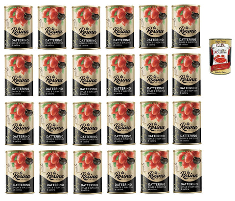 Italian Gourmet E.R. Pasten & Kochsaucen La Rosina Pomodorino Datterino-Tomate, Italienische Tomaten, 24x 400g Dose + Italian Gourmet polpa 400g 8032804040014
