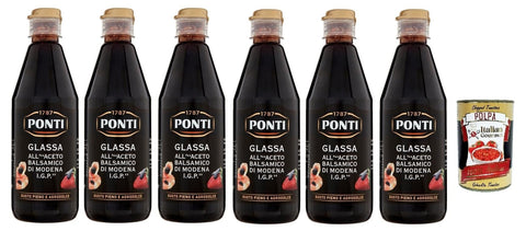 Italian Gourmet E.R. Pasten & Kochsaucen Ponti Glassa all' Aceto Balsamico di Modena, Glasur mit Balsamico-Essig aus Modena I.G.P., 6x 500g + Italian Gourmet polpa 400g 8032804040014