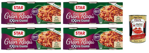 Italian Gourmet E.R. Pasten & Kochsaucen Star il mio Gran Ragù Extra Gusto mit 100% italienischem Fleisch, 4x Packung mit 3 Dosen à 100g + Italian Gourmet polpa 400gr 8032804040014