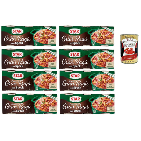 Star il mio Gran Ragù Speck mit 100% italienischem Fleisch und Speck, 8 Packung mit 3 Dosen à 100g Original italienisch inkl. Italian Gourmet Polpa 400g