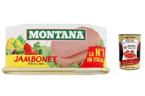 Montana Jambonet Pate Rind und Schweine patè di carne bovina e suina 200g 6x Original italienisch inkl. Italian Gourmet Polpa 400g