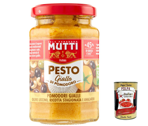 Italian Gourmet E.R. Pesto 12x Pesto di Pomodoro giallo, Pesto mit gelben Tomaten, Oliven, erfahrener Ricotta und Anacardi 190g + Italian Gourmet polpa 400g 8032804040014