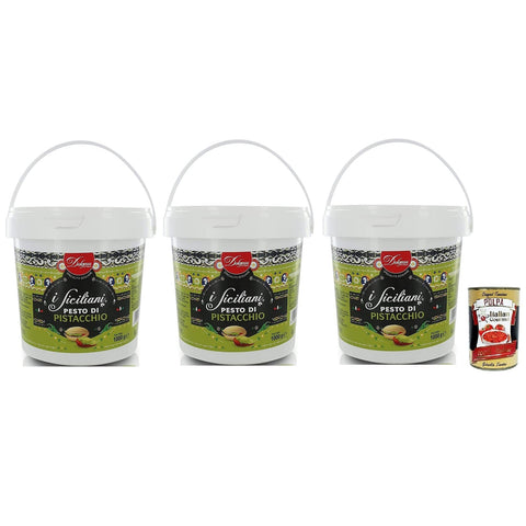 Dolgam I Siciliani Pistazien Pesto Glutenfreie, Sizilianische Spezialitäten 3x1000g Original italienisch