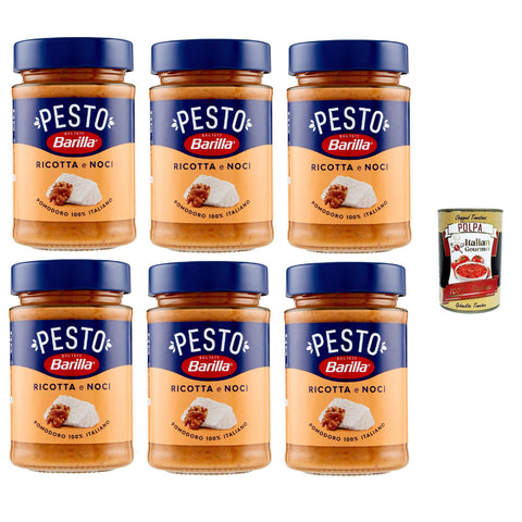 Barilla Pesto Ricotta e Noci, Italienische Pasta-Sauce mit Ricotta und Walnüssen, 12 x 190 g Original italienisch inkl. Italian Gourmet Polpa 400g