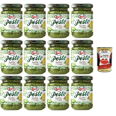 Berni Pesto Basilico e Limone Basilikum - Zitronen - Pesto 12x135gr inkl. Italian Gourmet polpa 400g Original italienisch