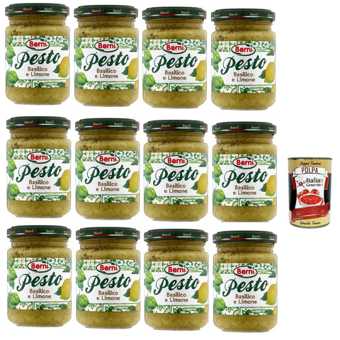 Berni Pesto Basilico e Limone Condimento e Sugo per Pasta Basilikum Zitronen Pesto Gewürz und Pastasauce 12x135g Original italienisch