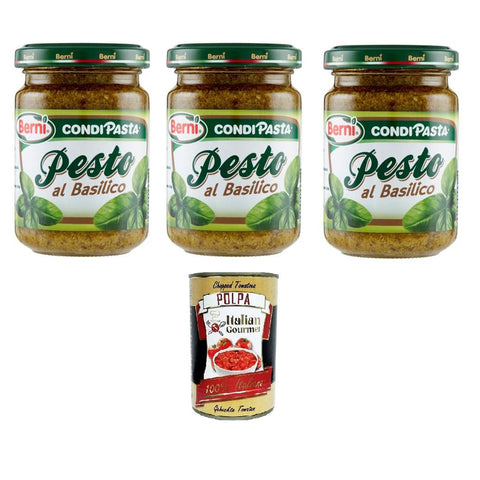 Berni Pesto BasilicoBasilikum - Pesto 3x135gr inkl. Italian Gourmet polpa 400g Original italienisch