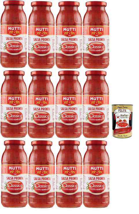 Italian Gourmet E.R. Pesto Mutti Salsa Pronta Pomodoro Classica, Tomatensauce 100% Italienisch sauce fur pasta, pizza focaccia 12x 300g + Italian Gourmet polpa 400g 8032804040014