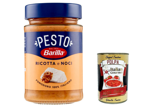 Italian Gourmet E.R. Pesto Pesto Ricotta e Noci 6x 190g | Glutenfreie Italienische Pasta-Sauce mit cremigem Ricotta, Walnüssen und Grana Padano, Nudel-Soße, rotes Pesto + Italian Gourmet polpa 400g 8076809580687