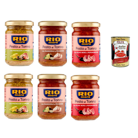Rio Mare Pesto al Tonno testpaket, Thunfischpesto kochsauce mit Mandeln und Pecorino mit Pistazien und Zitrone mit 6x130g Original italienisch