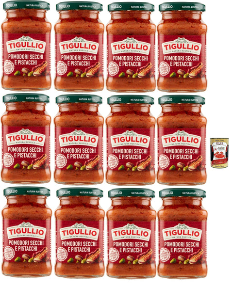 Italian Gourmet E.R. Pesto Star Tigullio: "Gran Pesto Pomodori Secchi e Pistacchi" getrocknete Tomaten und Pistazien Pesto – 12x 190g + Italian Gourmet polpa 400g 8032804040014