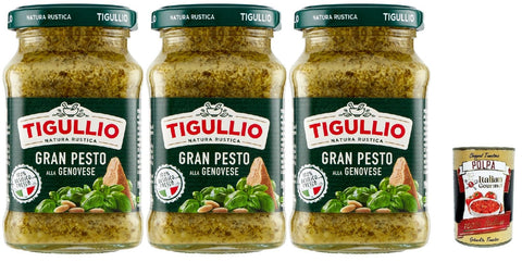 Star Tigullio GranPesto Pesto alla Genovese, pesto sauce mit 100% frisches Basilikum Sauce Soße 3x 190g inkl. Italian Gourmet polpa 400g Original italienisch