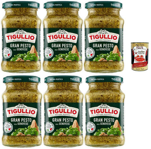 Star Tigullio GranPesto Pesto alla Genovese, pesto sauce mit 100% frisches Basilikum 6x 190g Sauce Soße Original italienisch inkl. Italian Gourmet Polpa 400g