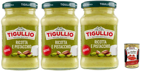 Star Tigullio GranPesto Pesto Ricotta e pistacchio, pesto mit Ricotta und Pistazien 3x 185 g Sauce Soße Original italienisch inkl. Italian Gourmet Polpa 400g