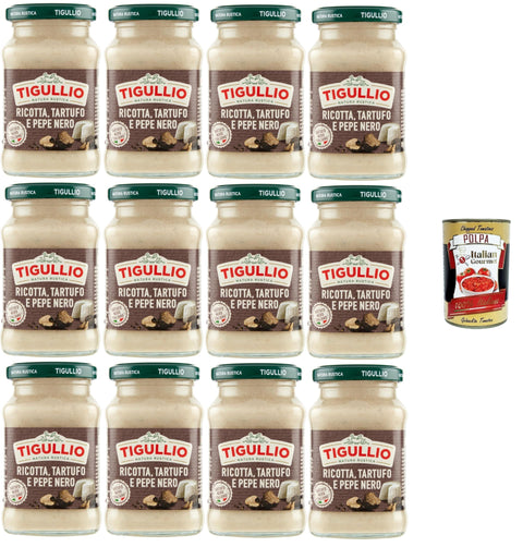 Italian Gourmet E.R. Pesto Star Tigullio GranPesto Ricotta Tartufo Pepe Nero, Ricotta Käse, Trüffel und schwarzer Pfeffer, 12x 190g Sauce Soße + Italian Gourmet polpa 400g 8032804040014