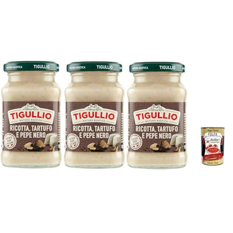 Star Tigullio GranPesto Ricotta Tartufo Pepe Nero, Ricotta Käse, Trüffel und schwarzer Pfeffer, Sauce Soße 3x 190g inkl. Italian Gourmet polpa 400g Original italienisch