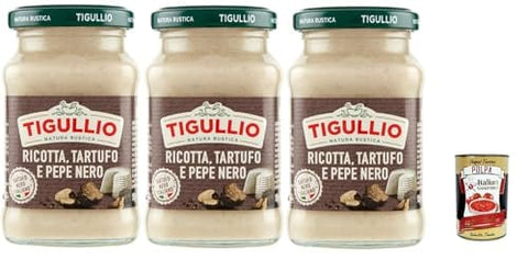 Italian Gourmet E.R. Pesto Star Tigullio GranPesto Ricotta Tartufo Pepe Nero, Ricotta Käse, Trüffel und schwarzer Pfeffer, 3x 190g Sauce Soße + Italian Gourmet polpa 400g 8032804040014
