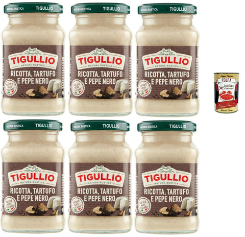 Italian Gourmet E.R. Pesto Star Tigullio GranPesto Ricotta Tartufo Pepe Nero, Ricotta Käse, Trüffel und schwarzer Pfeffer, 6x 190g Sauce Soße + Italian Gourmet polpa 400g 8032804040014