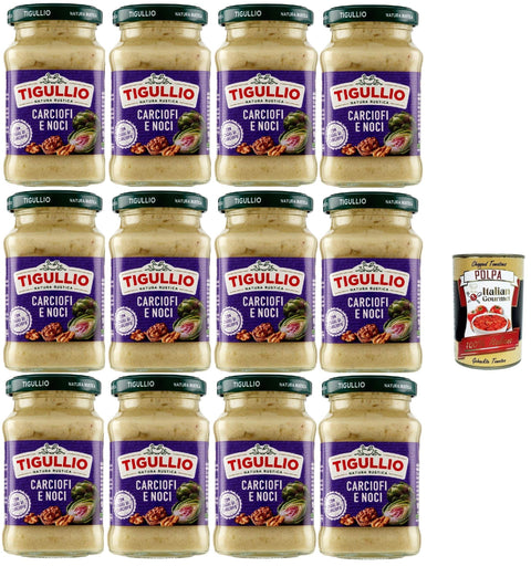 Italian Gourmet E.R. Pesto Star Tigullio Pesto Carciofi e noci Sauce Soße Artischocken und Nüsse, Glutenfrei, 12x 185g + Italian Gourmet polpa 400g 8032804040014