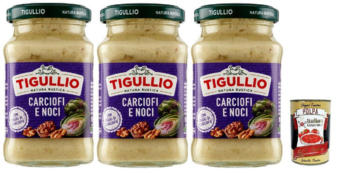 Italian Gourmet E.R. Pesto Star Tigullio Pesto Carciofi e noci Sauce Soße Artischocken und Nüsse, Glutenfrei, 3x 185g + Italian Gourmet polpa 400g 8032804040014