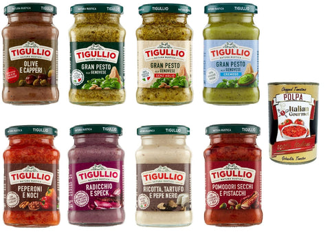 Italian Gourmet E.R. Pesto TESTPAKET Star Tigullio Gran Pesto 8 x 190g Sauce Soße + Italian gourmet polpa 400g 8000050026267