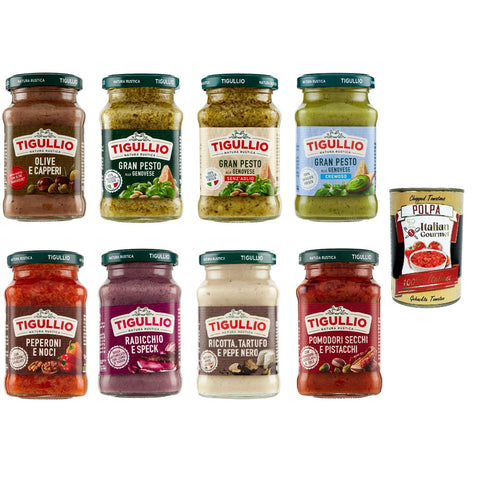 Star TESTPAKET Star Tigullio Gran Pesto Sauce Soße 8 x 190g inkl. Italian Gourmet polpa 400g Original italienisch