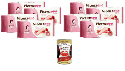 Italian Gourmet E.R. Pfannkuchen Vicenzi Vicenzovo Pink Savoiardi alla Fragola, Rosa Erdbeere Savoiardi, limitierte Auflage, 8x200 g+ Italian Gourmet polpa 400gr 8032804040014