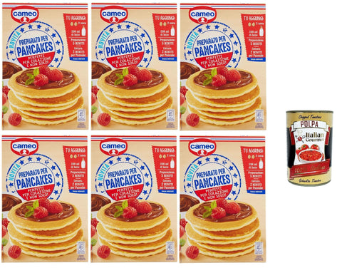 Italian Gourmet E.R. Pfannkuchen & Waffeln Cameo Pancake-Mischung, 6 Packungen, 250 g, + Italian Gourmet polpa 400g