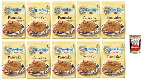 Mulino Bianco Pancake Mix, 10x 280g, Mit Frischer Italienischer Milch, 8 Stück pro Packung Original italienisch inkl. Italian Gourmet Polpa 400g