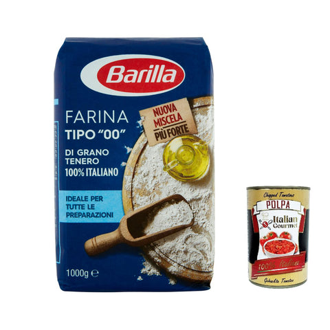 Barilla Farina tipo 00 Grano tenero, Mit 100% Weize, Mehl Weichweizenmehl 3x 1Kg inkl. Italian Gourmet polpa 400g Original italienisch