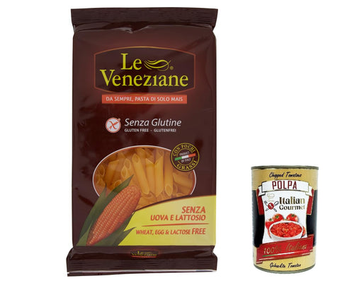 Italian Gourmet E.R. Pflegestifte & Lippenbalsam 4x Le Veneziane Pasta di Mais Penne rigate senza glutine,100% italienische Maisnudeln, glutenfrei. gluten free 250g + Italian Gourmet polpa 400g 8009915001227