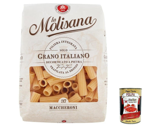 Italian Gourmet E.R. Pflegestifte & Lippenbalsam 5x La Molisana Maccheroni N. 37 Pasta Lenta Lavorazione Teigwaren aus Hartweizengrieß Bronze-Zeichnung 500g + Italian Gourmet Polpa 400g 8004690053744