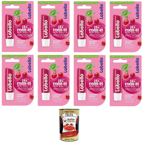 Italian Gourmet E.R. Pflegestifte & Lippenbalsam Cherry Shine Lip Balm 4,8 g, getönter und pflegender Lippenbalsam mit Kirscharoma, feuchtigkeitsspendender Lippenbalsam 8 x 4.8g + Italian Gourmet polpa 400gr 8032804040014