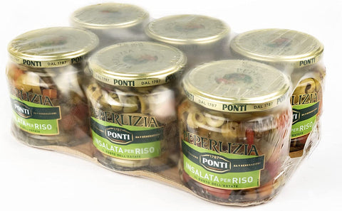 Italian Gourmet E.R. Pflegestifte & Lippenbalsam Ponti Peperlizia Reissalat 350 g Gemischtes Süß-Sauer-Gemüse, Reis- und Nudelgewürz, 6er-Set 80228196