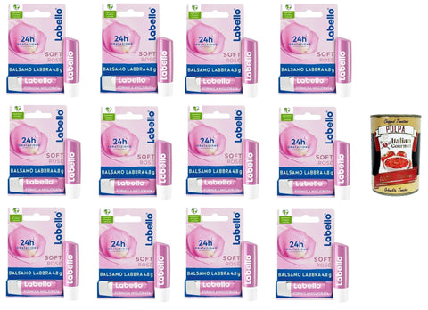 Italian Gourmet E.R. Pflegestifte & Lippenbalsam Soft Rosé getönter und feuchtigkeitsspendender Lippenbalsam mit Rosenextrakt, 12x4,8 g+ Italian Gourmet polpa 400gr 8032804040014