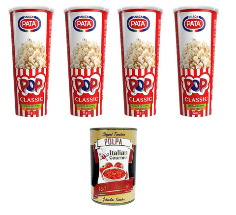 Italian Gourmet E.R. Popcorn Pata Pop Classic- Popcorn Non fritti Nicht frittiertes Popcorn 4x35gr + Italian Gourmet Polpa 400g 8032804040014