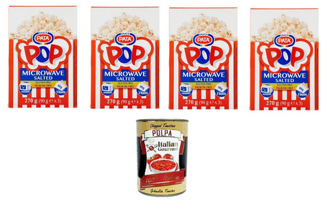 Italian Gourmet E.R. Popcorn Pata Snack- Popcorn gesalzen Mikrowelle 4x270gr Packung mit 3 Beuteln à 90 g + Italian Gourmet polpa 400g 8032804040014