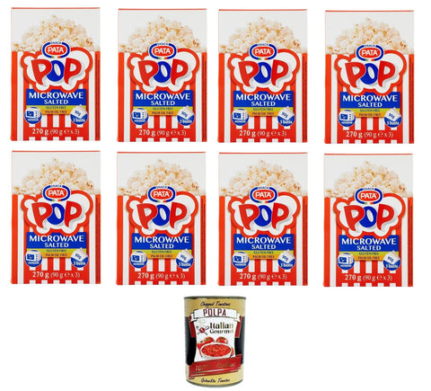 Italian Gourmet E.R. Popcorn Pata Snack- Popcorn gesalzen Mikrowelle 8x270gr Packung mit 3 Beuteln à 90 g + Italian Gourmet polpa 400g 8032804040014