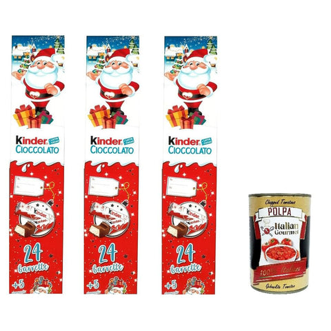 Kinderschokolade halber Meter 24 Riegel 3x Original italienisch inkl. 5 Tischkarten für Ihren Weihnachtstisch + Italian Gourmet Polpa 400g