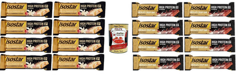 Italian Gourmet E.R. Proteinriegel Isostad Testpaket Barretta Hig Protein 30% Riegel mit hohem Proteingehalt,Proteinreicher 30 %-Schokoriegel 30 % Vanille-Cranberries 16x 55gr + Italian Gourmet polpa 400g 8032804040014