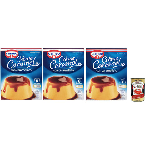 Cameo Crème Caramel Mix mit karamellisiertem, leicht zuzubereitendem Dessert, enthält 2 Beutel Dessertmix und 2 Beutel karamellisiertes, 8 Portionen 3x 200 g inkl. Italian Gourmet polpa 400g Original italienisch