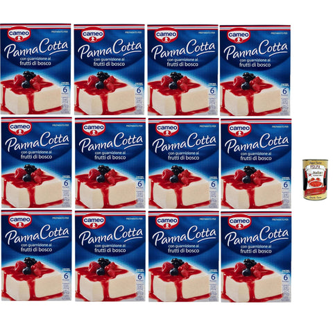 Cameo Mischung für Panna Cotta mit Beeren -Garnieren, leicht zubereitete Dessert, die Packung enthält die Form zum Kochen, 6 Portionen, 12x 107 g Original italienisch inkl. Italian Gourmet Polpa 400g