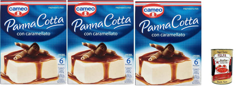 Cameo Panna Cotta Mix mit karamellisiertem, leicht zuzubereitendem Dessert, 1 Packung Mix und 1 Packung karamellisiertes, Karton mit 6 Portionen 3x 97 g inkl. Italian Gourmet polpa 400g Original italienisch