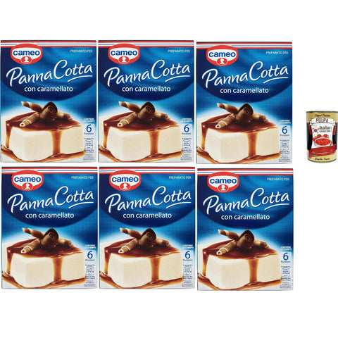 Cameo Panna Cotta Mix mit karamellisiertem, leicht zuzubereitendem Dessert, 1 Packung Mix und 1 Packung karamellisiertes, Karton mit 6 Portionen, 6x 97 g Original italienisch inkl. Italian Gourmet Polpa 400g